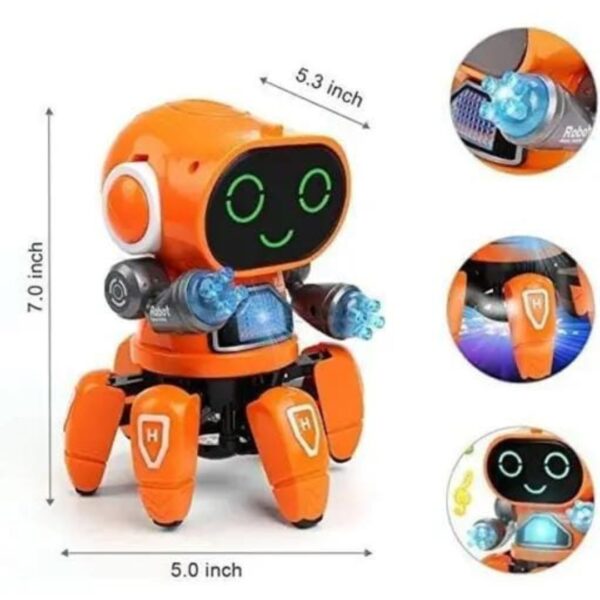 INTELLIGENT Bot Robot Dancing with Music and Led Flashing Lights Electronic Toys for 10 Year Old (Orange) 02
